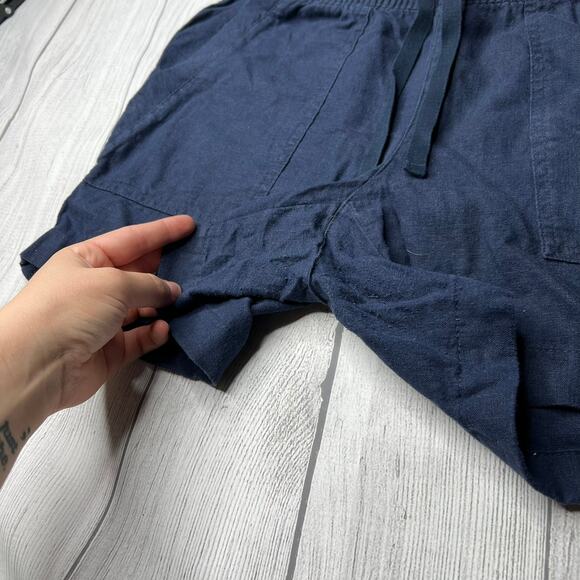 Nautica Blue Linen Coastal Shorts Elastic Waistband Stretch Size Small - Picture 4 of 9
